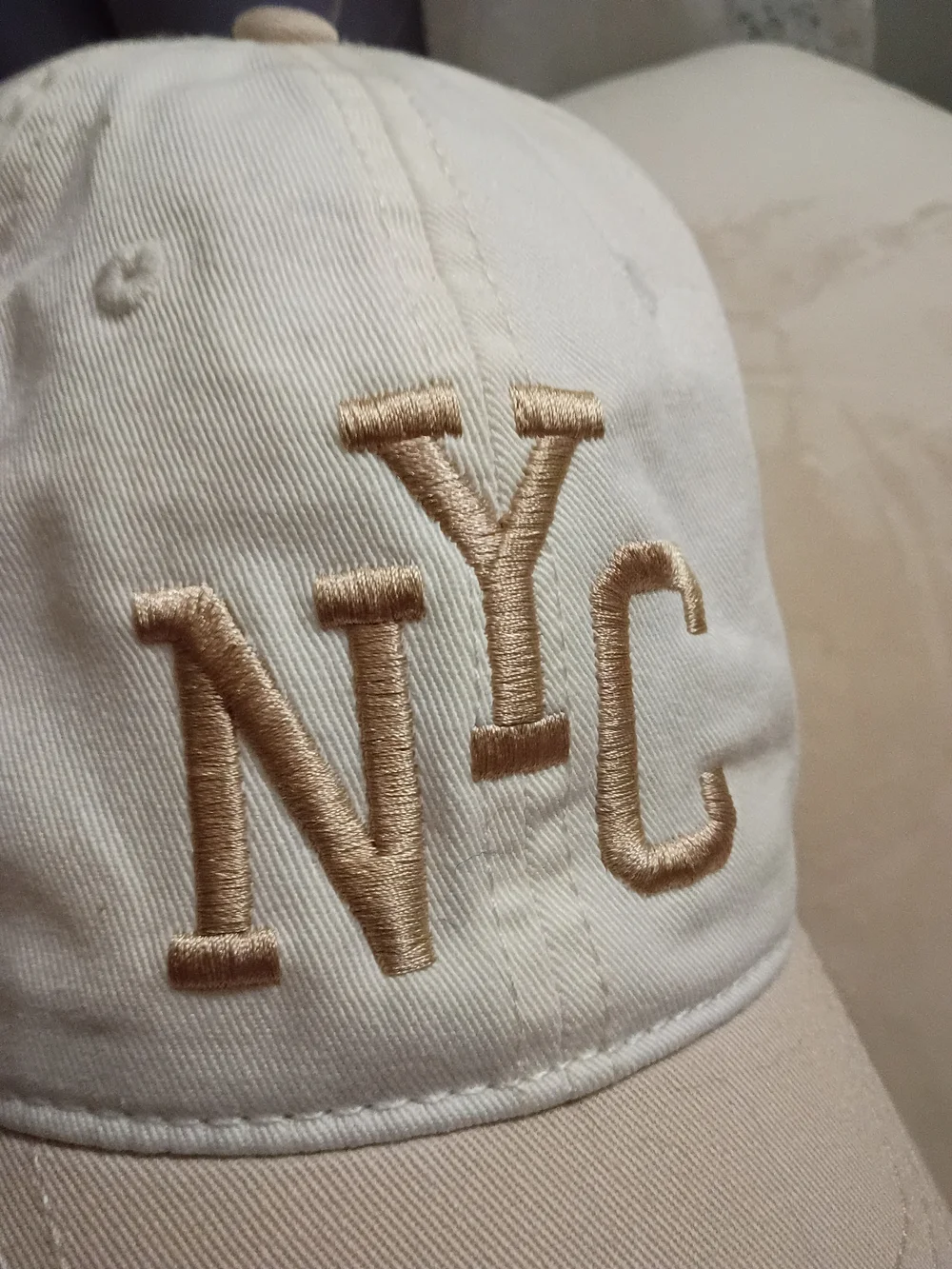 Mighty Fine NYC Embroidered Kids Cap - Cream and Tan